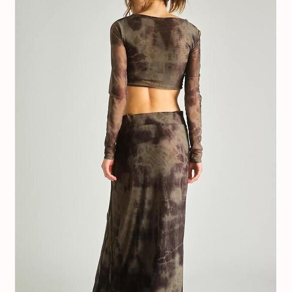 FREE PEOPLE Supernova SET Crop Top & Maxi Wrap Skirt Size XS Mocha Combo NEW - Picture 4 of 12